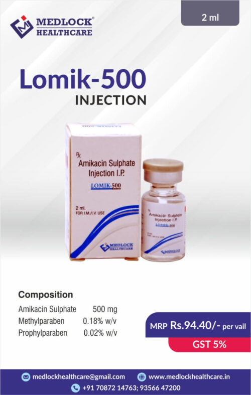 AMIKACIN 500, METHYL PARABEN 0.18% W/V, PROPYL PARABEN 0.02% W/VINJECTION
