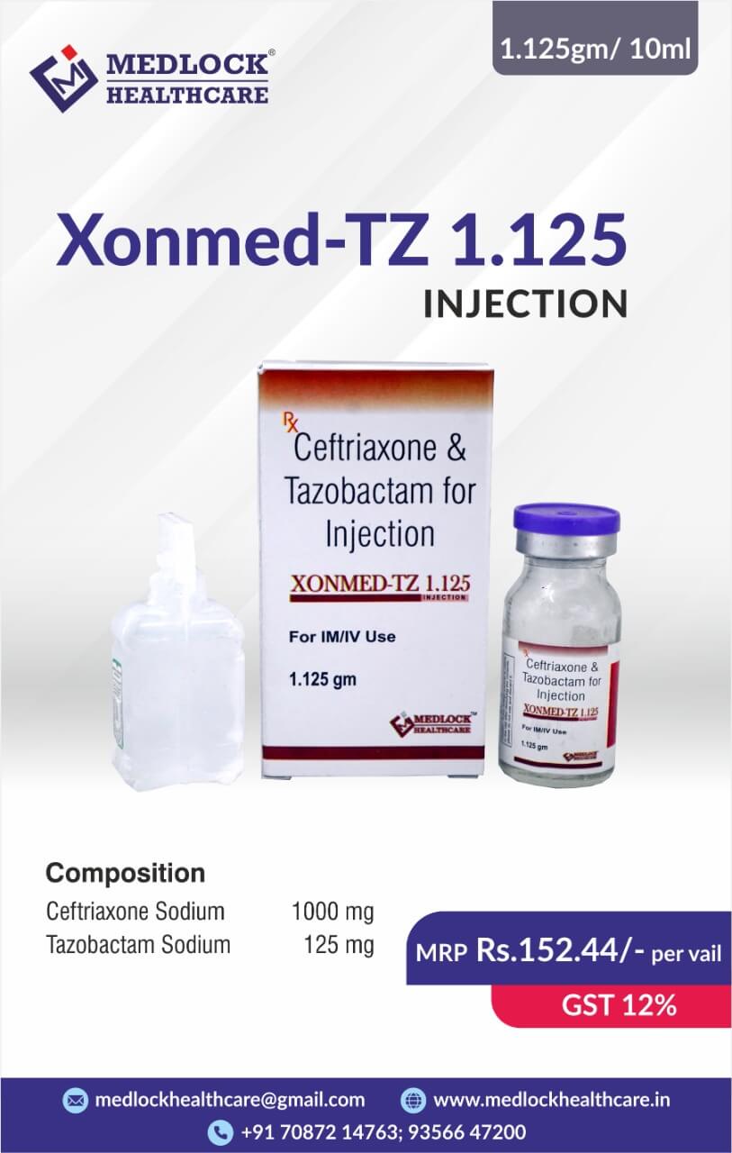Ceftriaxione Sodium 1000 mg and Tazobactum 125 mg Injection