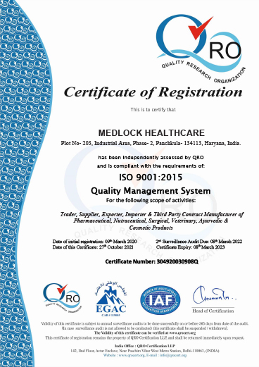 medlock iso certificficate